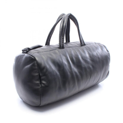 Saint Laurent Paris Boston Bag Wide Logo Puffer Black Leather — view 2