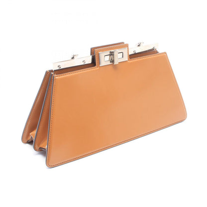 Fendi Shoulder Bag Peekaboo Cut Medium Brown Leather Chain — view 2