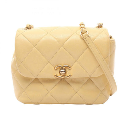 Chanel Shoulder Bag Quilted Mini Pastel Yellow Leather Small Flap Chain