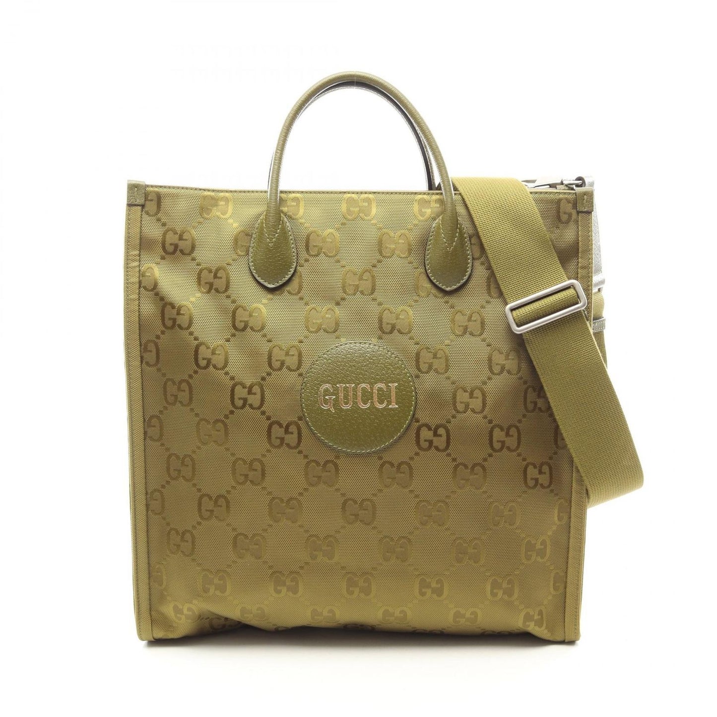 Gucci Tote Bag Off the Grid 2-Way Green Nylon Leather