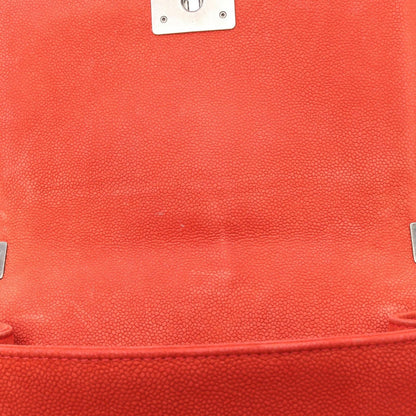 Chanel Shoulder Bag Boy Orange Caviar Leather Chain — view 6