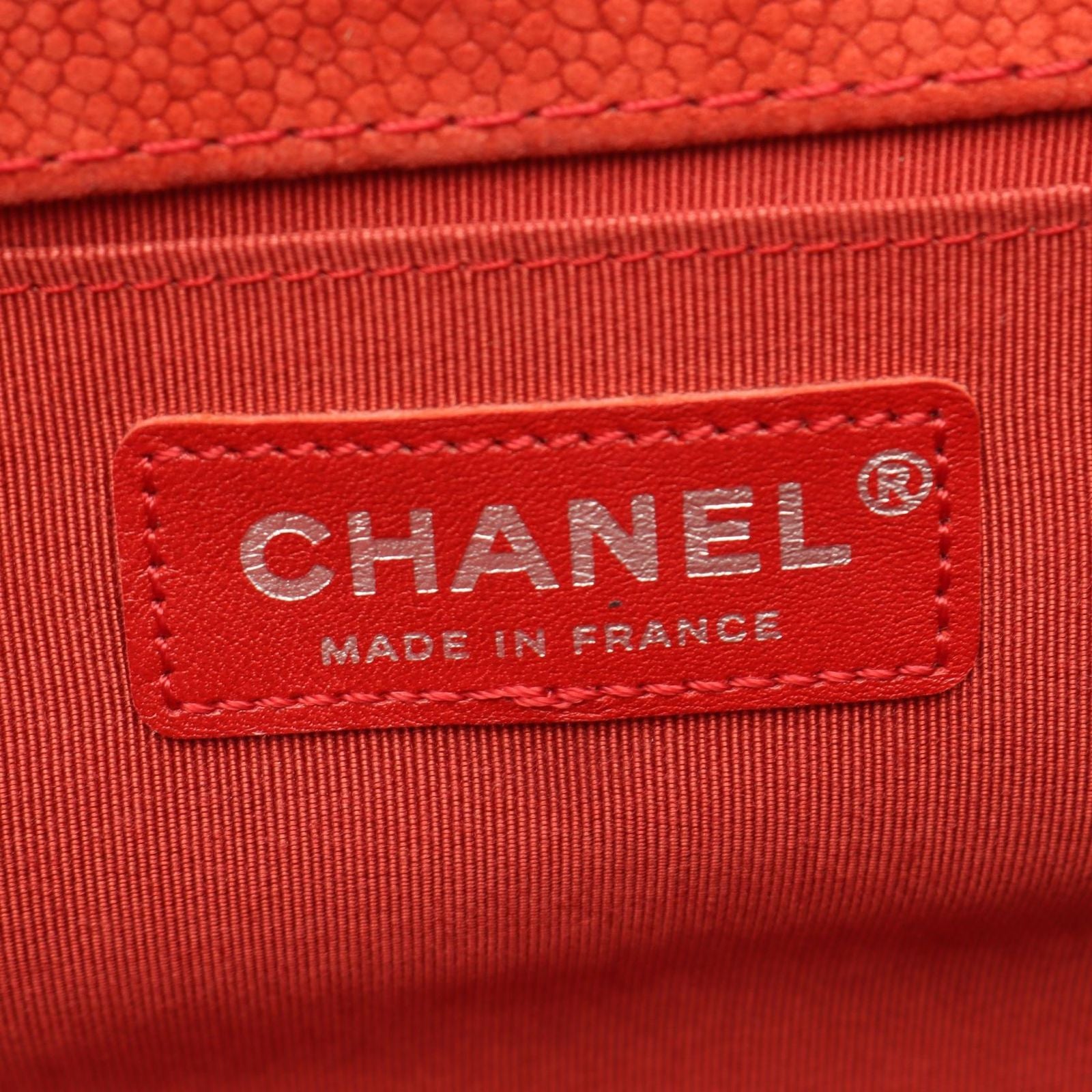 Chanel Shoulder Bag Boy Orange Caviar Leather Chain — view 4