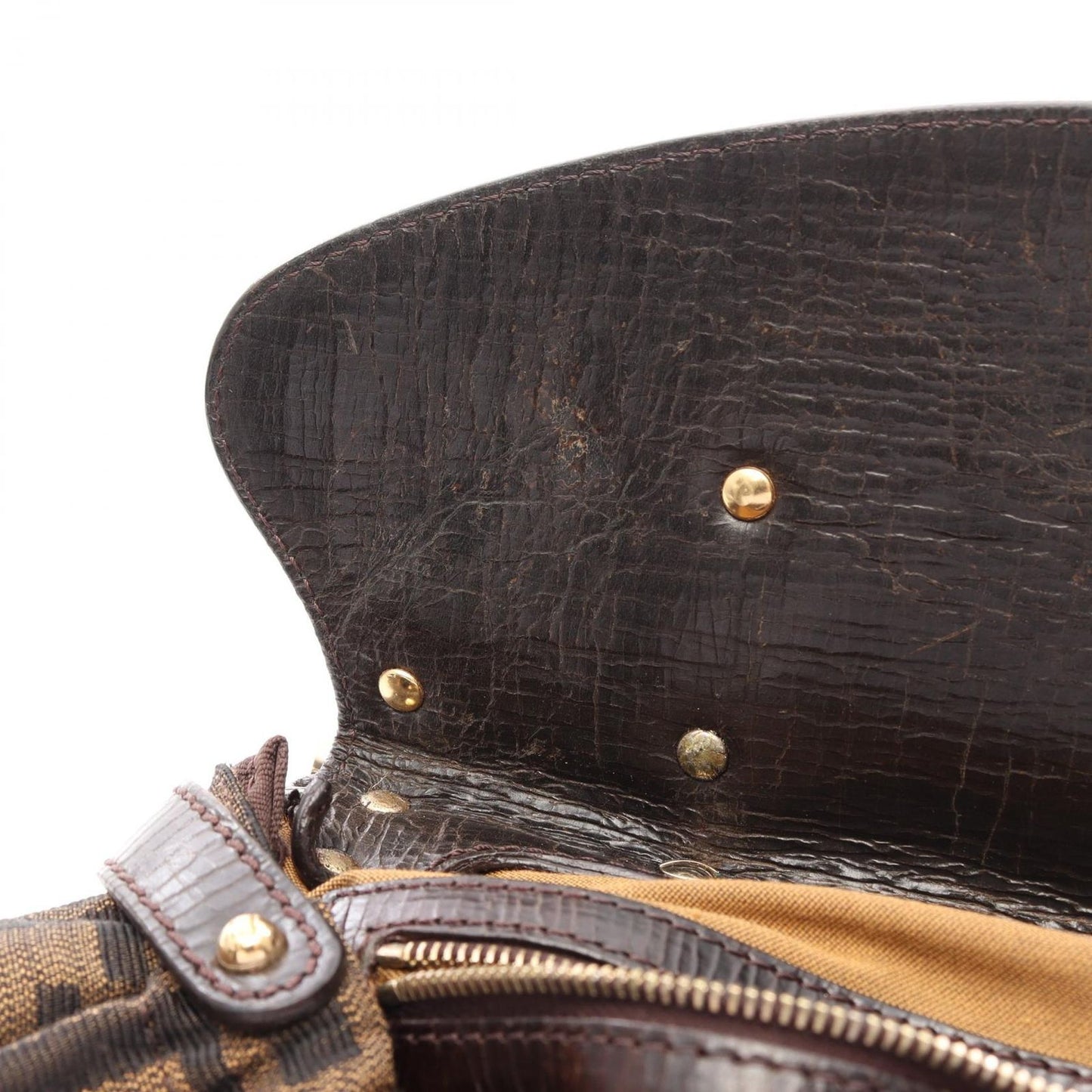 Fendi Handbag Zucca Bolsa Magic Brown Dark Canvas Leather — view 6