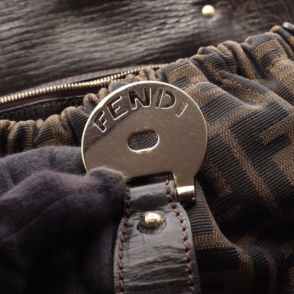 Fendi Handbag Zucca Bolsa Magic Brown Dark Canvas Leather — view 7
