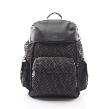 Fendi Backpack FF Jacquard Drive Zucca Dark Brown Black Canvas Leather