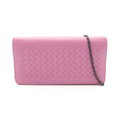 Bottega Veneta Shoulder Bag Intrecciato Purple Leather Chain Wallet