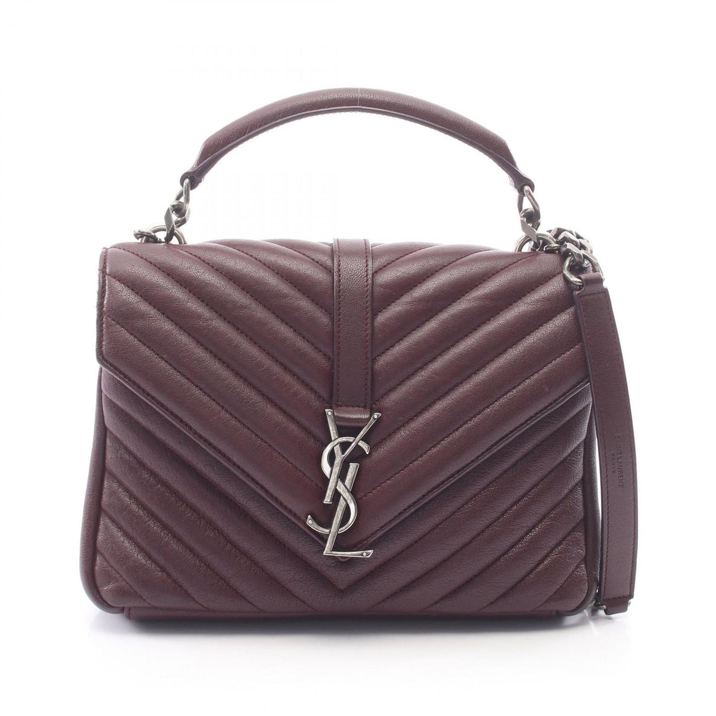 Saint Laurent Paris Handbag Carre 2-Way Burgundy Leather Medium