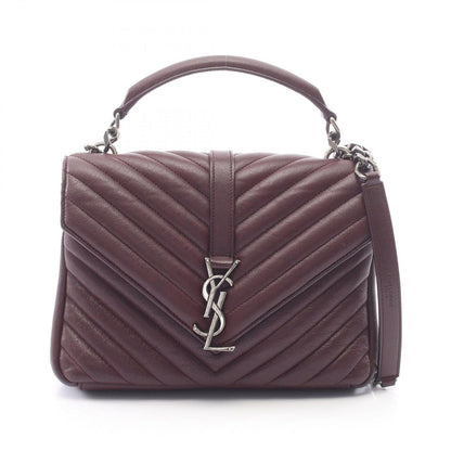 Saint Laurent Paris Handbag Carre 2-Way Burgundy Leather Medium