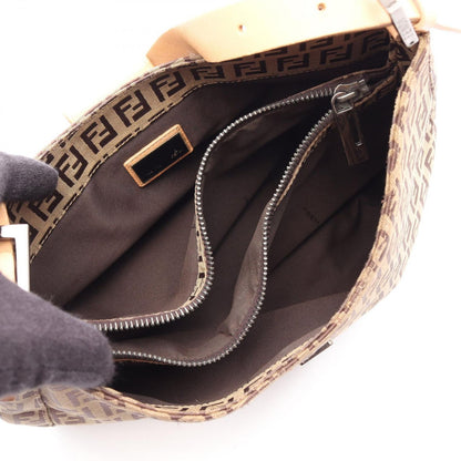 Fendi Shoulder Bag Zucchino Beige Brown Canvas Leather — view 3