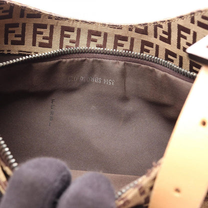 Fendi Shoulder Bag Zucchino Beige Brown Canvas Leather — view 6