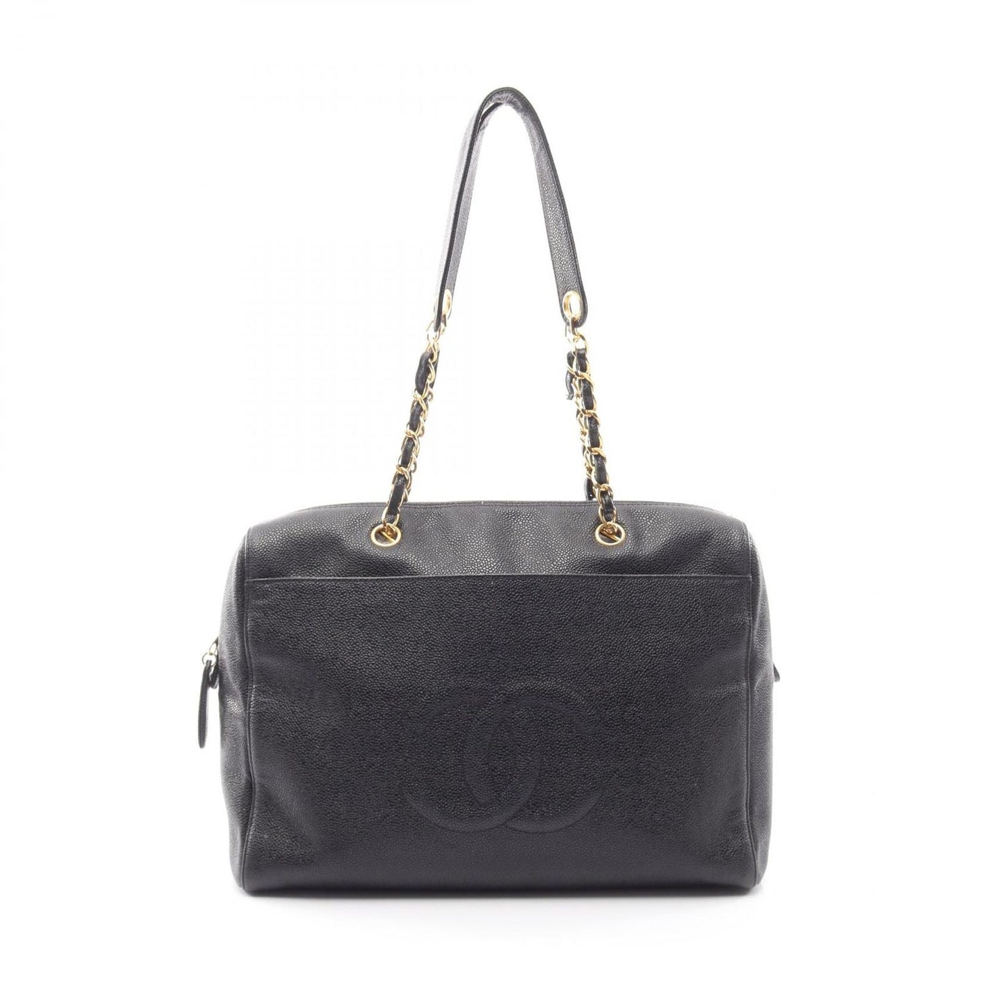 Chanel Shoulder Bag CC Logo Black Caviar Leather Chain