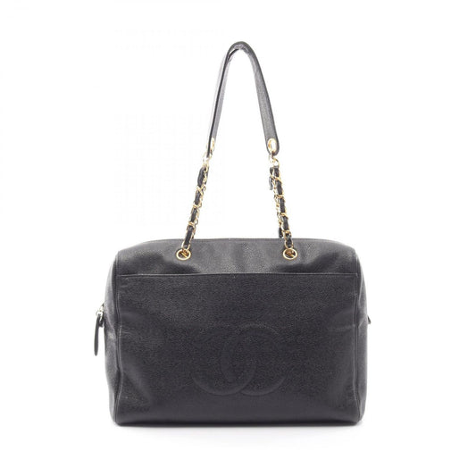 Chanel Shoulder Bag CC Logo Black Caviar Leather Chain