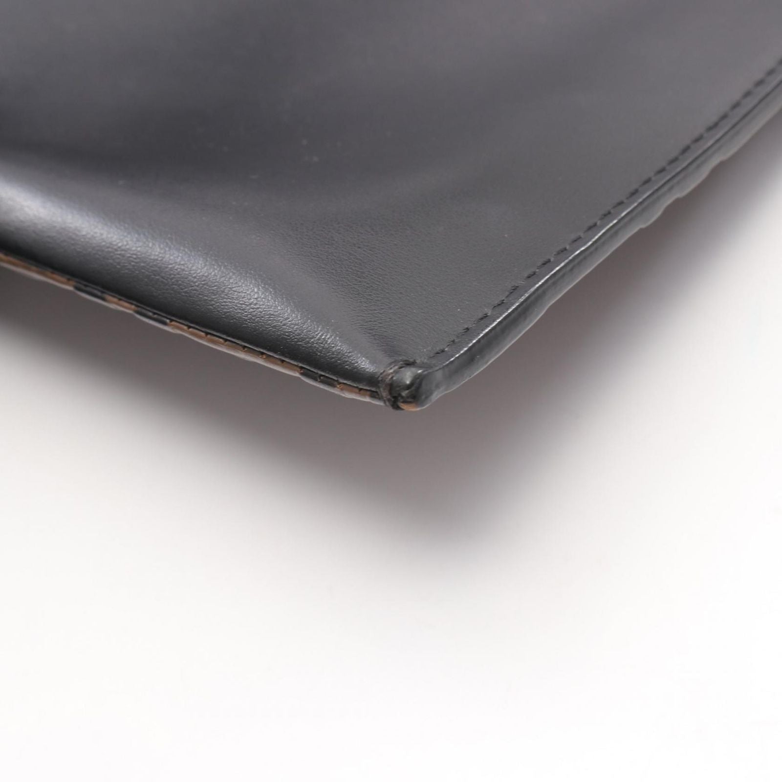 Fendi Shoulder Bag Zucca Brown Black Leather — view 7