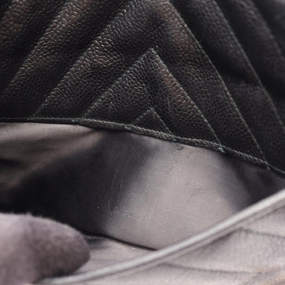 Chanel Shoulder Bag Diamond Stitch CC Logo Black Caviar Leather Fringe Chain — view 8