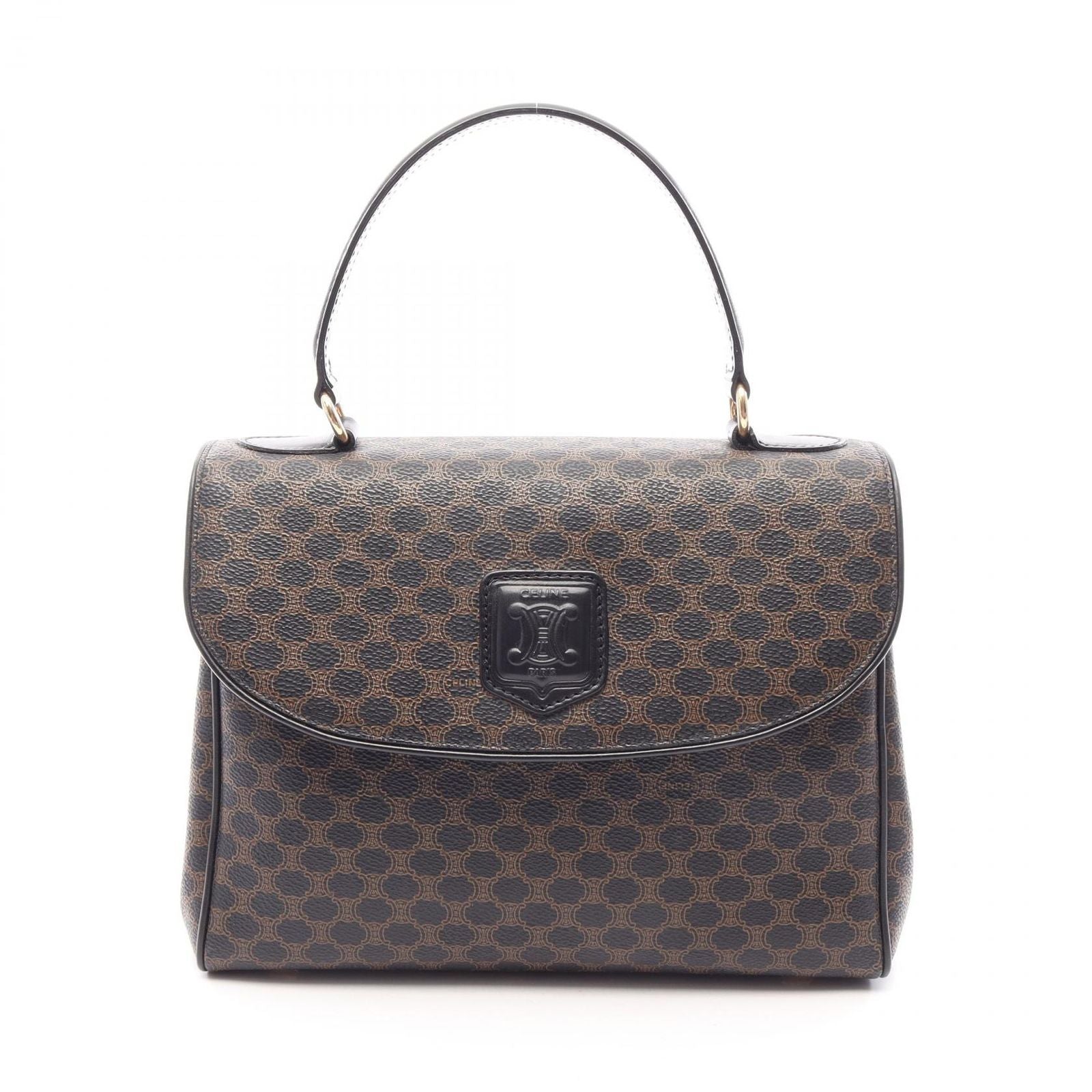 Celine Handbag Macadam Top Handle Black Leather Bag