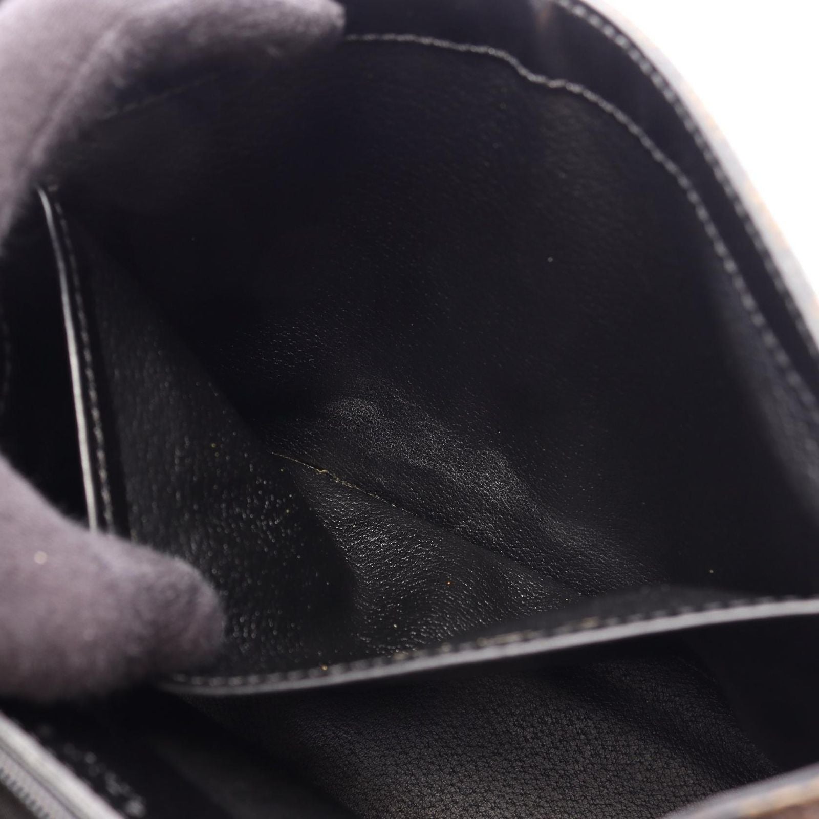 Celine Handbag Macadam Top Handle Black Leather Bag — view 5