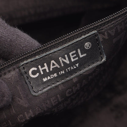 Chanel Handbag Logo Black Leather Fringe Handle Bag — view 4