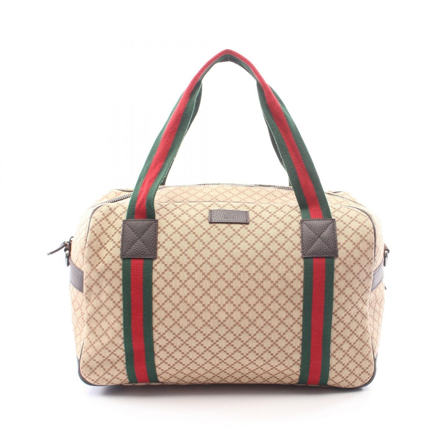 Gucci Boston Bag Sherry Line Beige Brown Canvas Leather Diamante