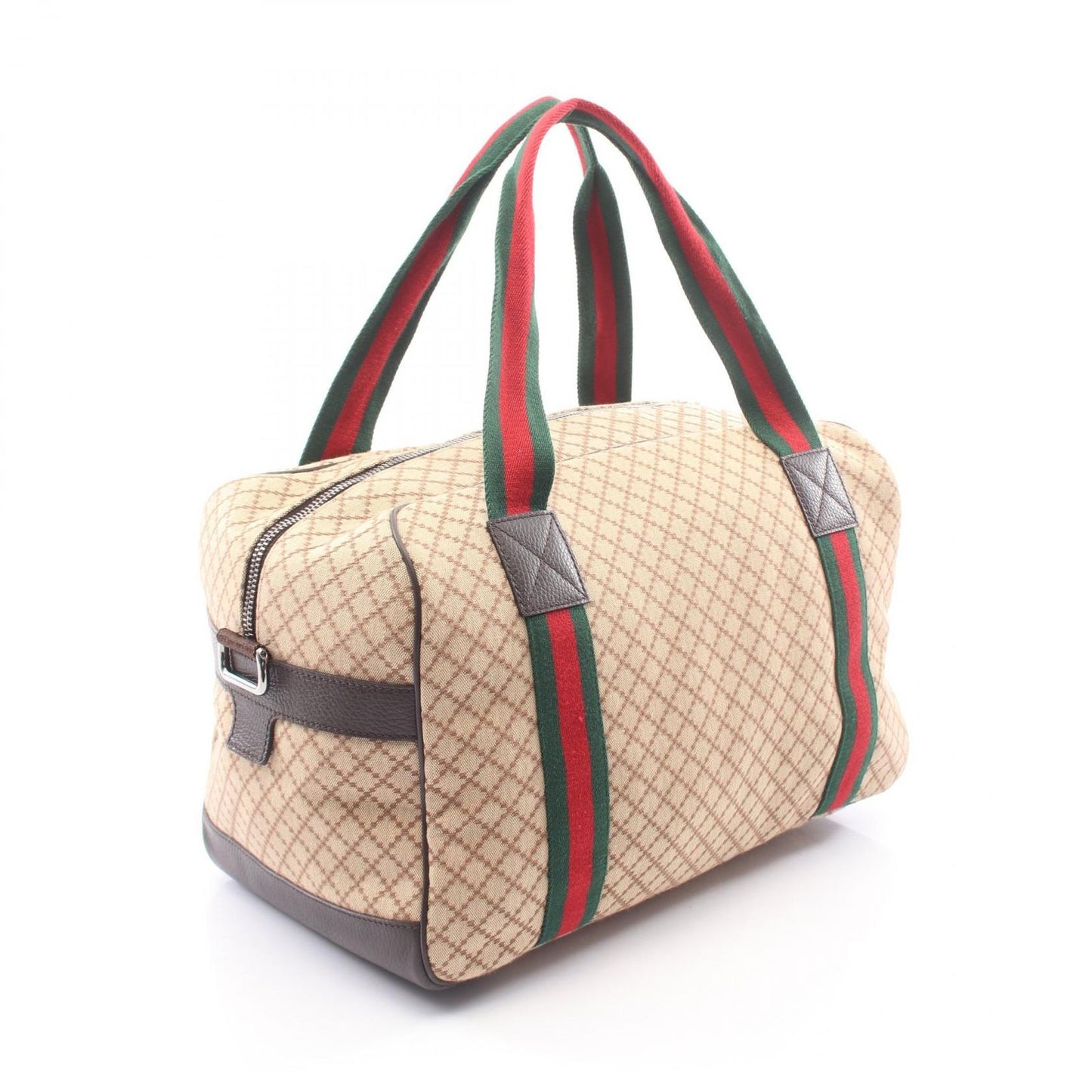 Gucci Boston Bag Sherry Line Beige Brown Canvas Leather Diamante — view 2