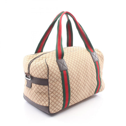 Gucci Boston Bag Sherry Line Beige Brown Canvas Leather Diamante — view 2