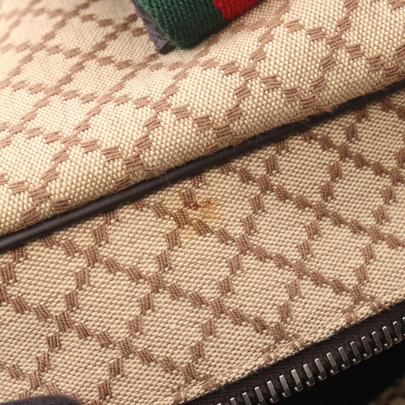 Gucci Boston Bag Sherry Line Beige Brown Canvas Leather Diamante — view 5