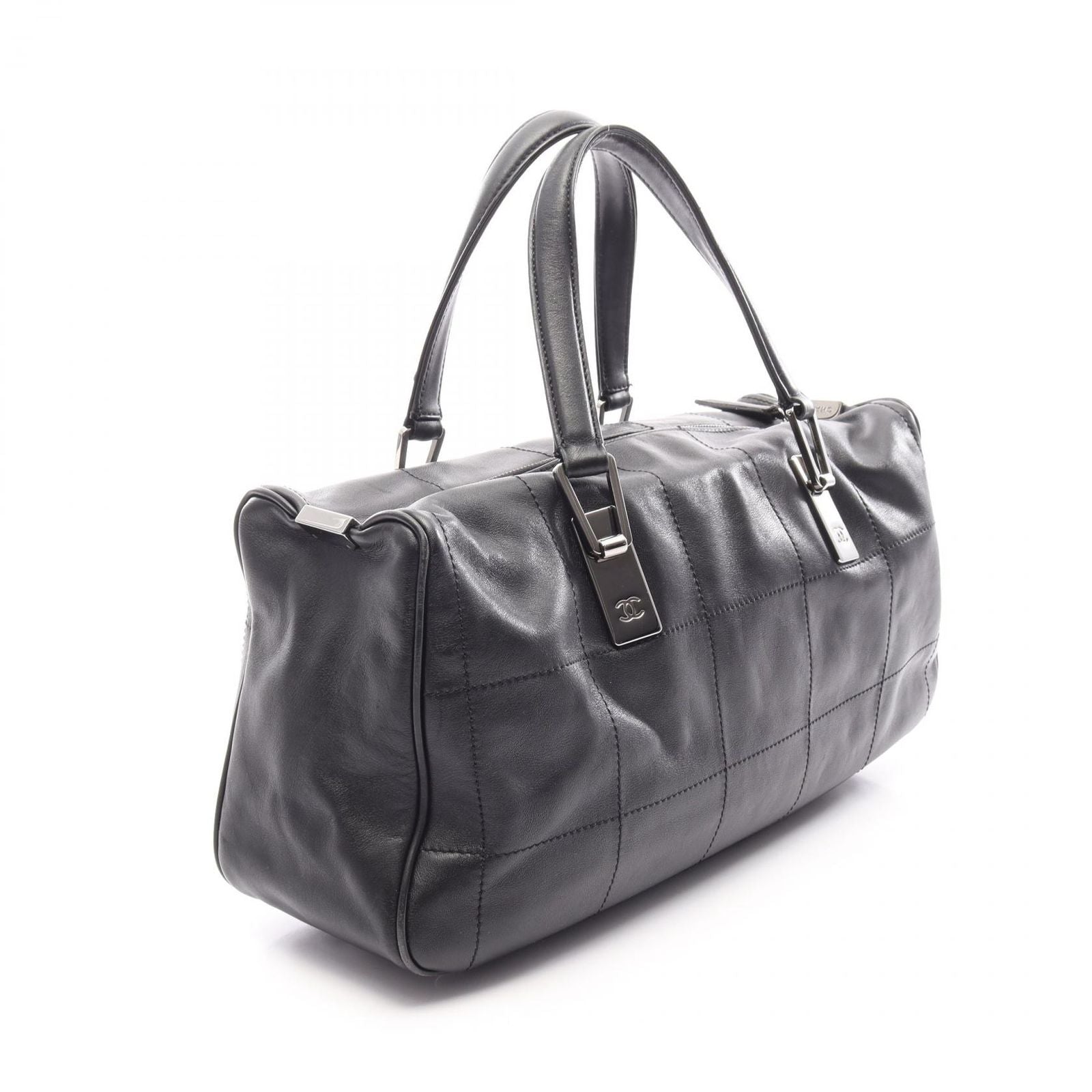 Chanel Choco Bar Black Lambskin Boston Bag — view 2
