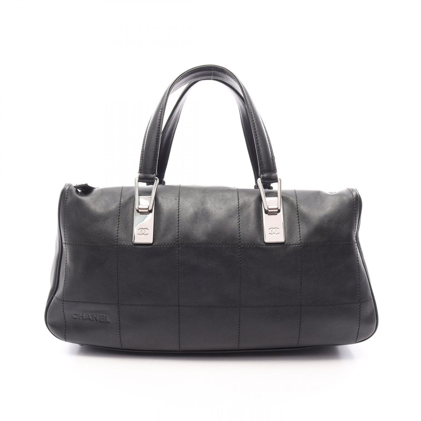 Chanel Choco Bar Black Lambskin Boston Bag
