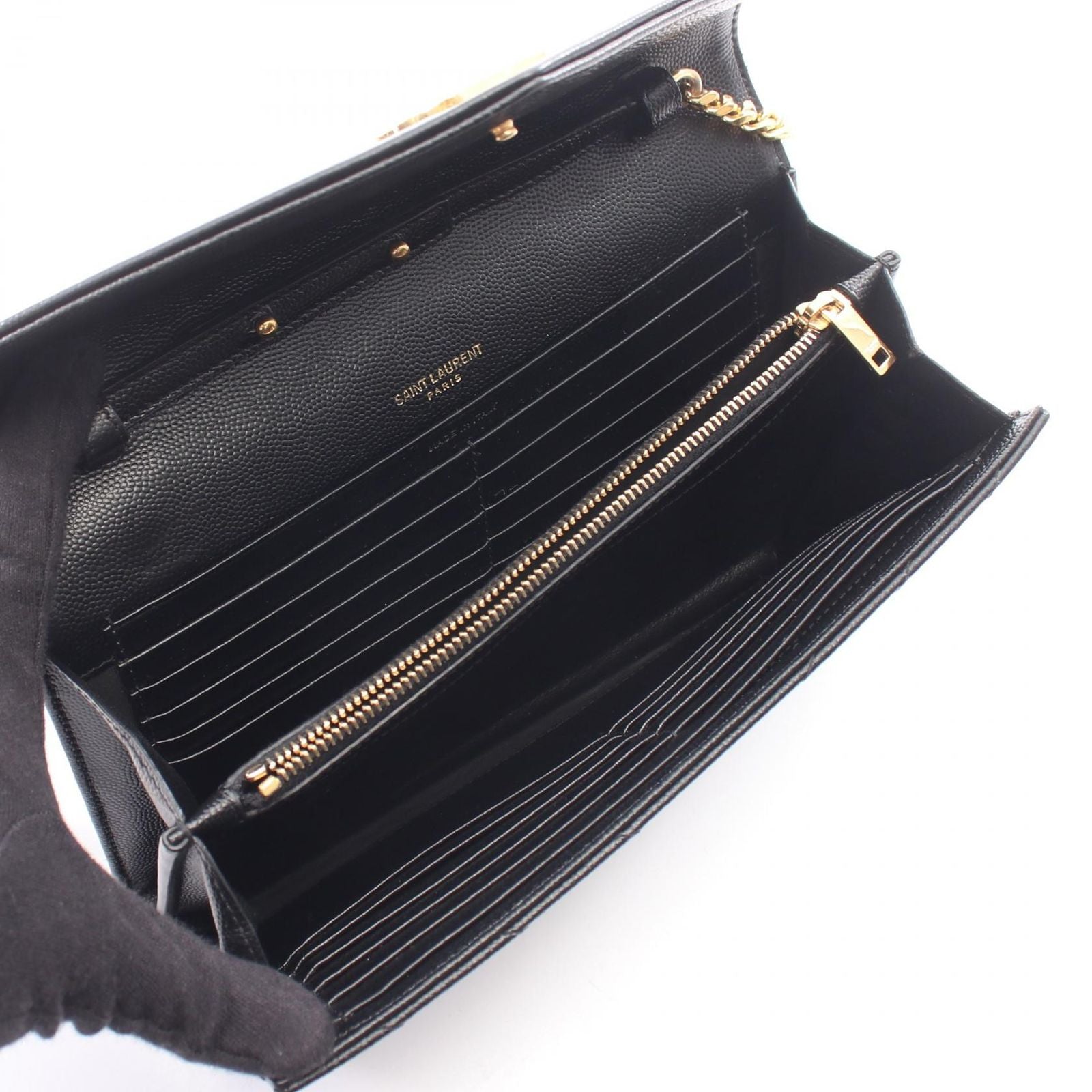 Saint Laurent Paris Shoulder Bag Cassandra Classic Black Leather Chain Wallet — view 3