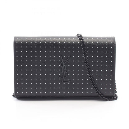 Saint Laurent Paris Shoulder Bag YSL Monogram Polka Dot Black Leather Kate