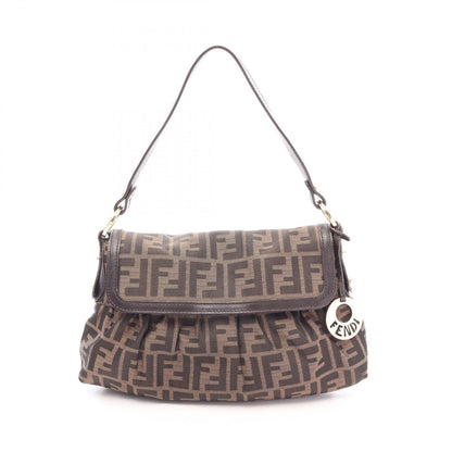 Fendi Shoulder Bag Zucca Brown Dark Canvas Leather