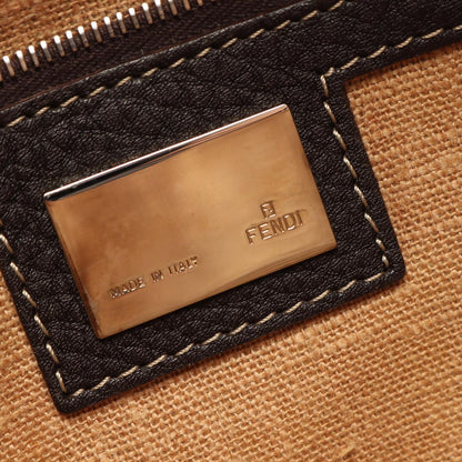 Fendi Shoulder Bag Selleria Zucca Brown Ivory Canvas Leather — view 4