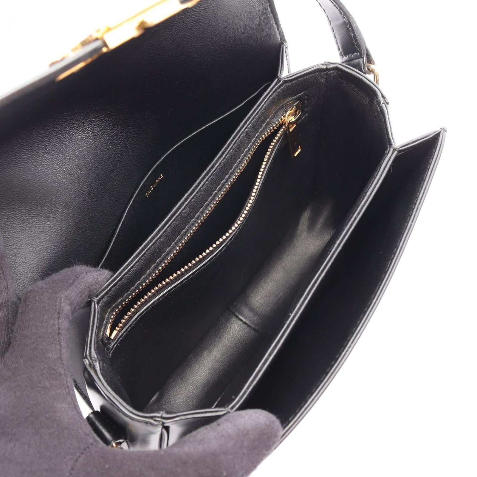 Celine Shoulder Bag Teen Triomphe Black Leather — view 3