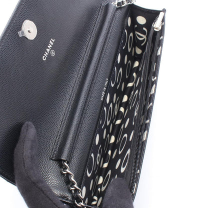 Chanel Shoulder Bag Quilted Black Caviar Leather Chain — view 3