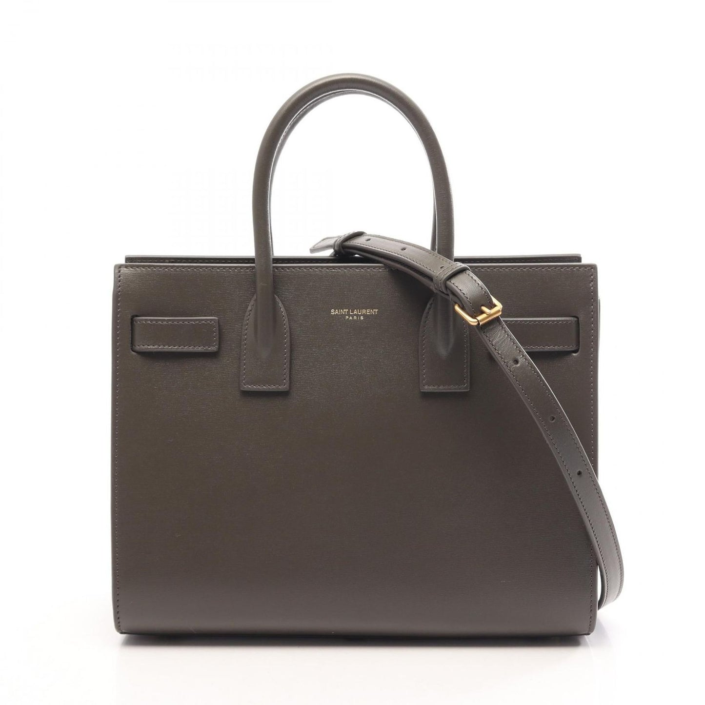 Saint Laurent Paris Handbag Sac de Jour Baby 2-Way Charcoal Gray Leather