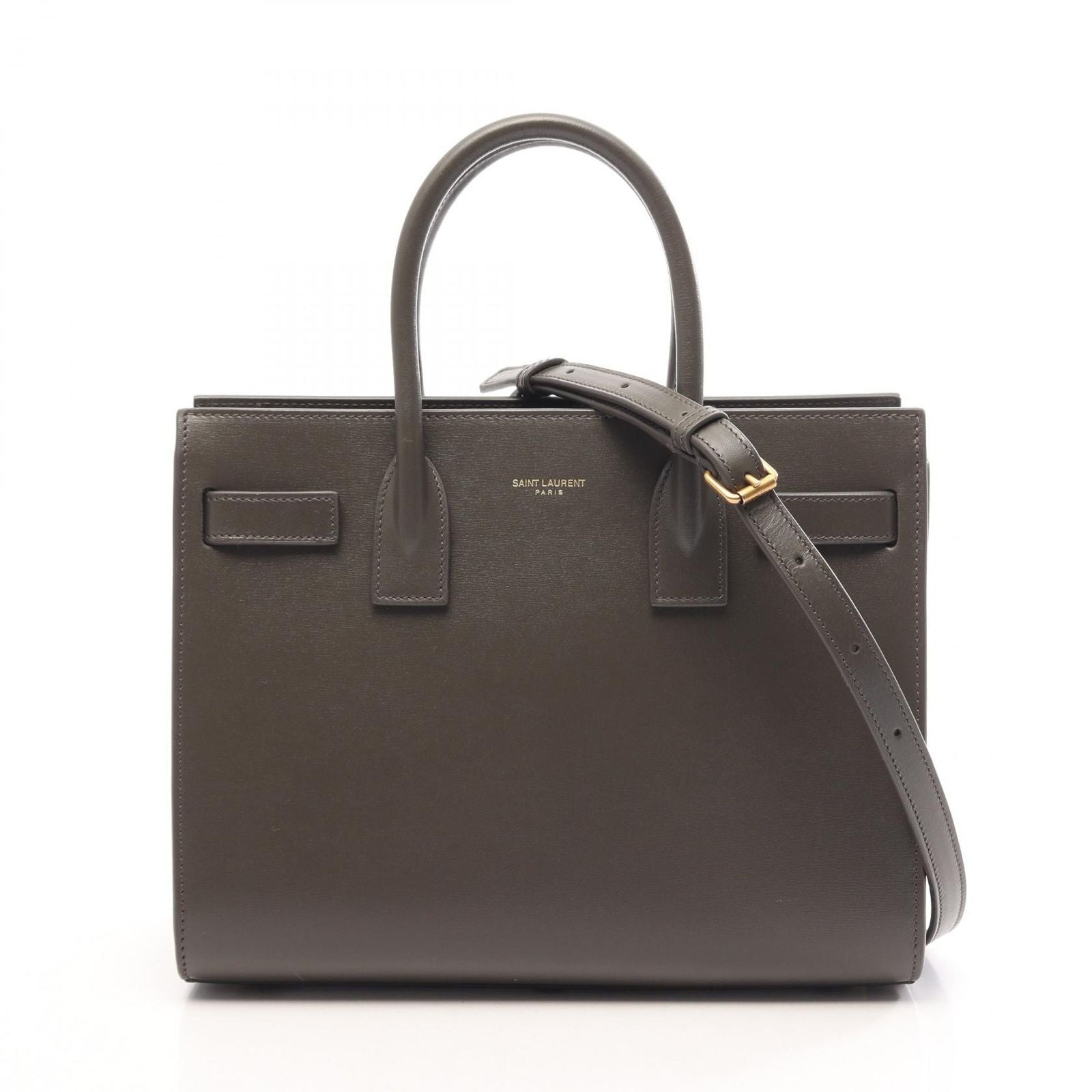 Saint Laurent Paris Handbag Sac de Jour Baby 2-Way Charcoal Gray Leather