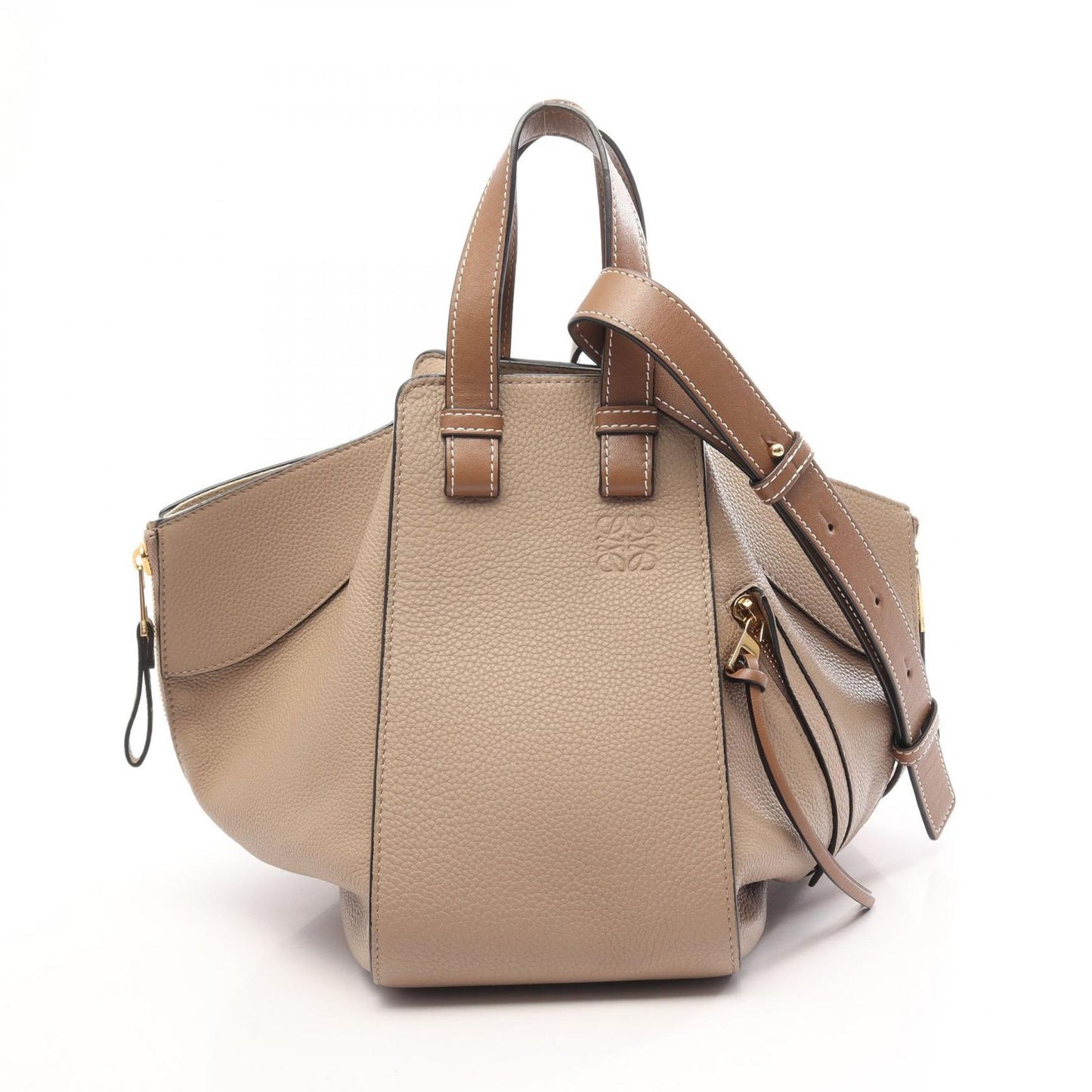 Loewe Handbag Hammock Small 2-Way Greige Leather