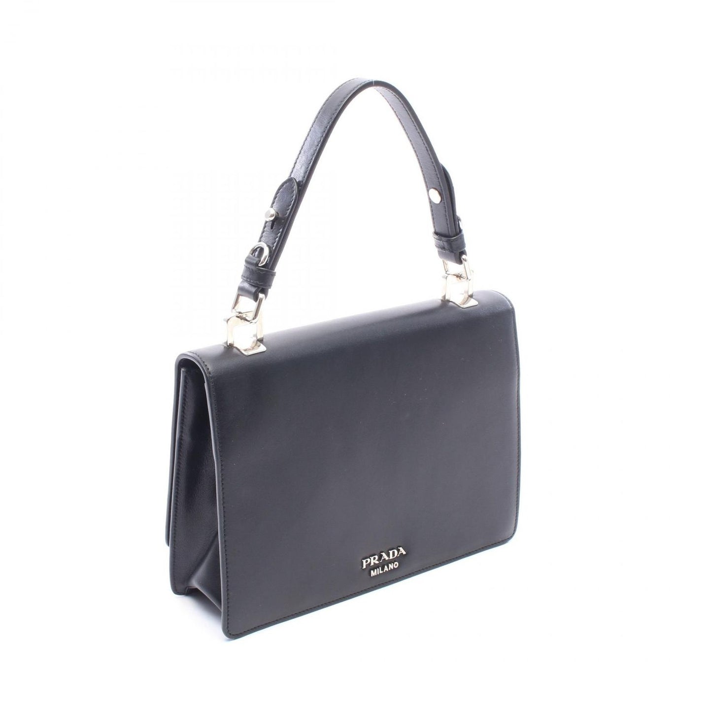 Prada Soft Calfskin Black Leather Flap Shoulder Bag — view 2