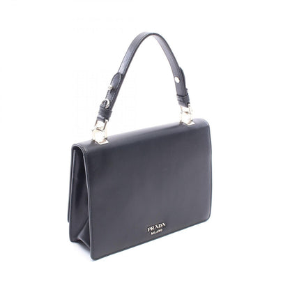 Prada Soft Calfskin Black Leather Flap Shoulder Bag — view 2