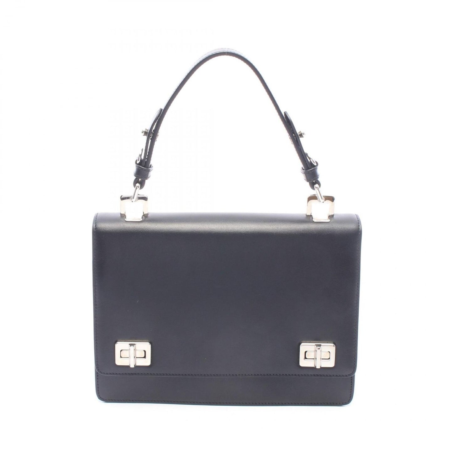Prada Soft Calfskin Black Leather Flap Shoulder Bag