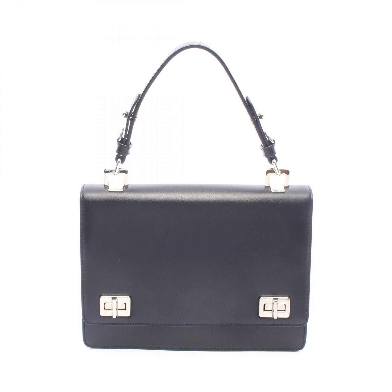 Prada Soft Calfskin Black Leather Flap Shoulder Bag