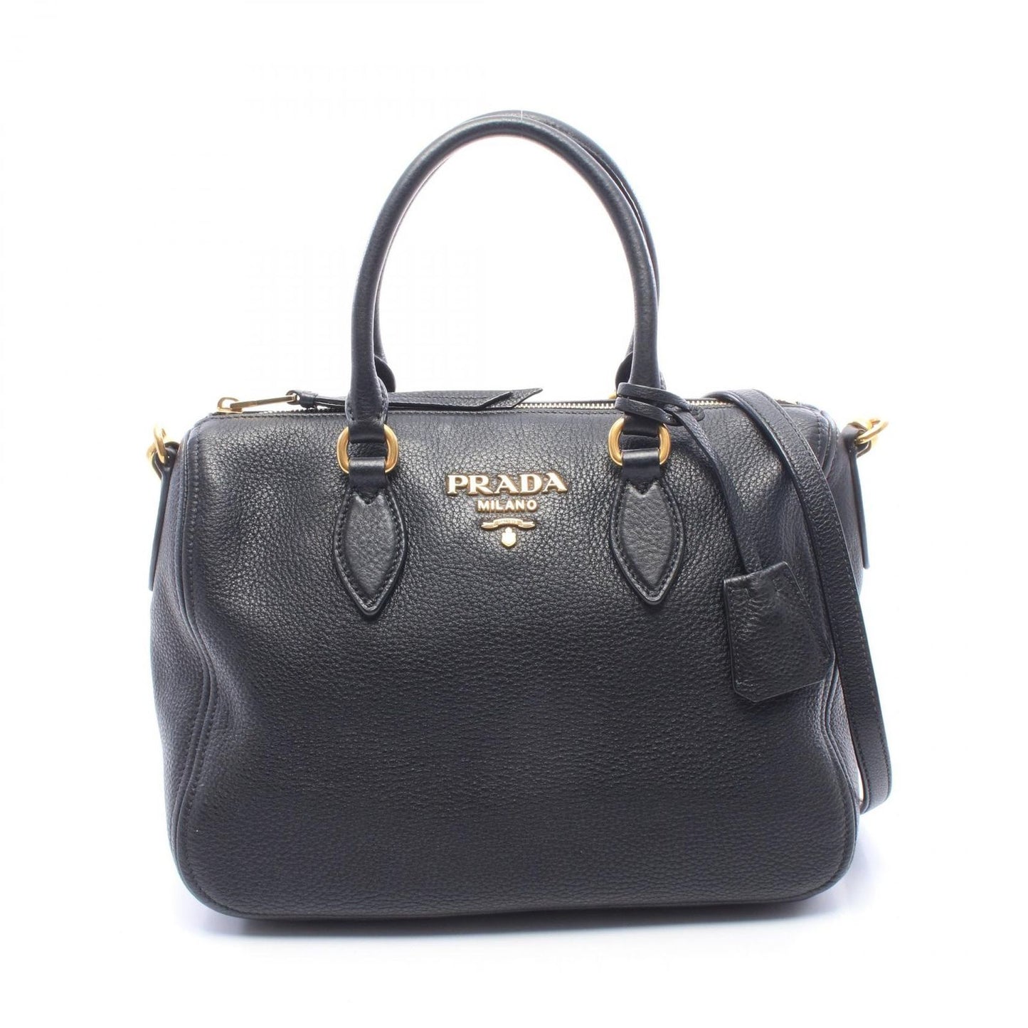 Prada Black Leather 2-Way Boston Bag