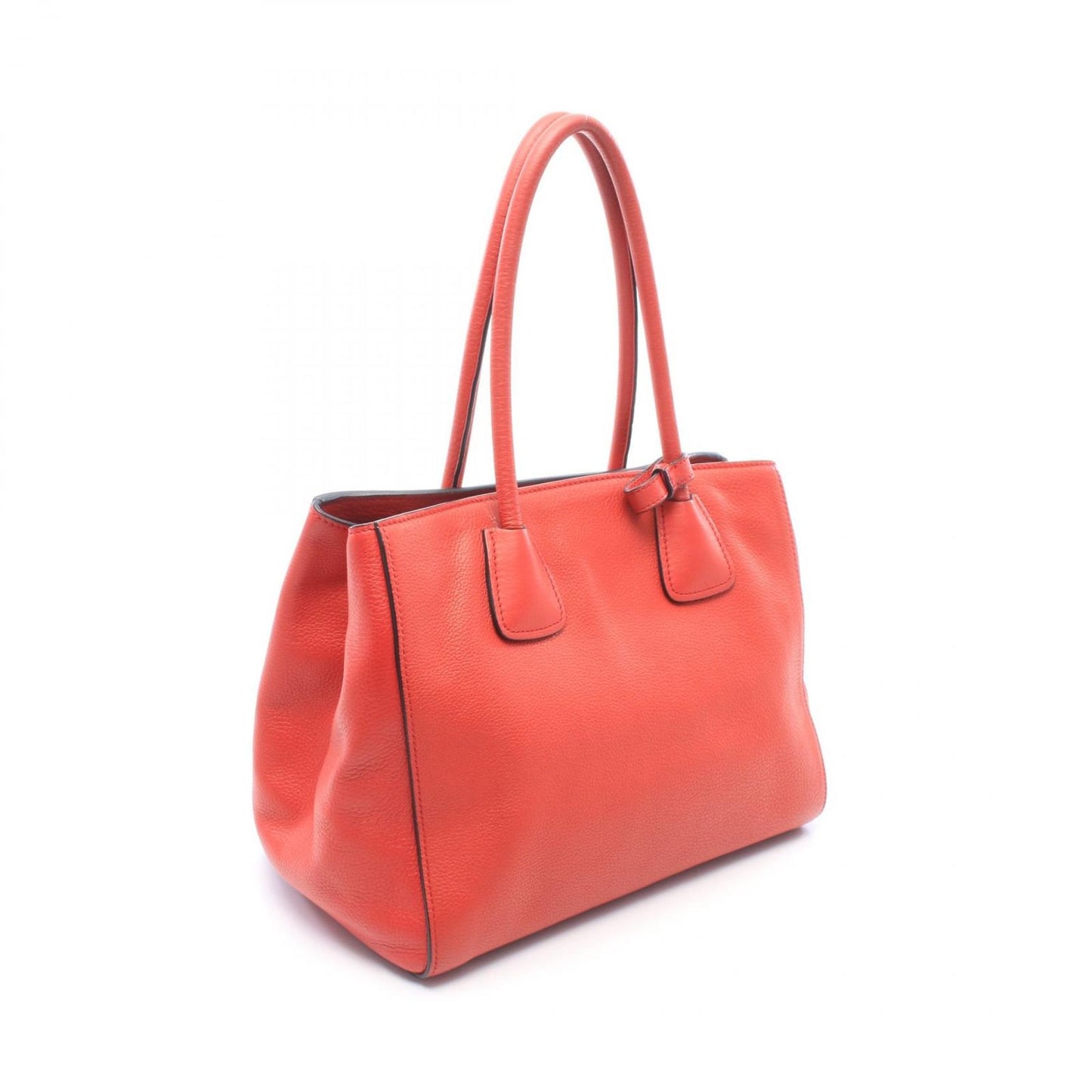 Prada Tote Bag Vitello Phenix Red Leather Triangle Logo — view 2