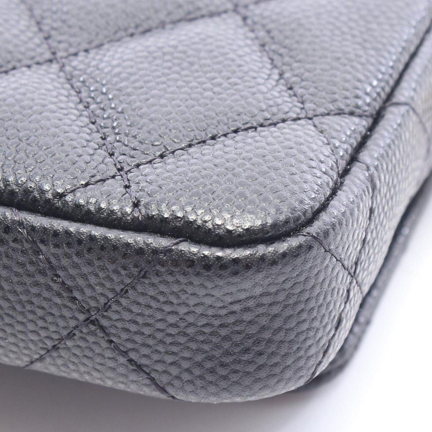 Chanel Waist Bag Quilted Chain Black Caviar Leather Mini Flap Card Case — view 6