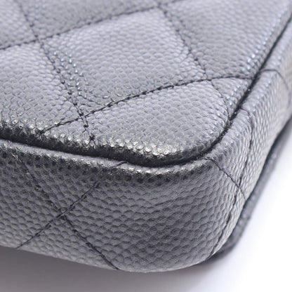 Chanel Waist Bag Quilted Chain Black Caviar Leather Mini Flap Card Case — view 6