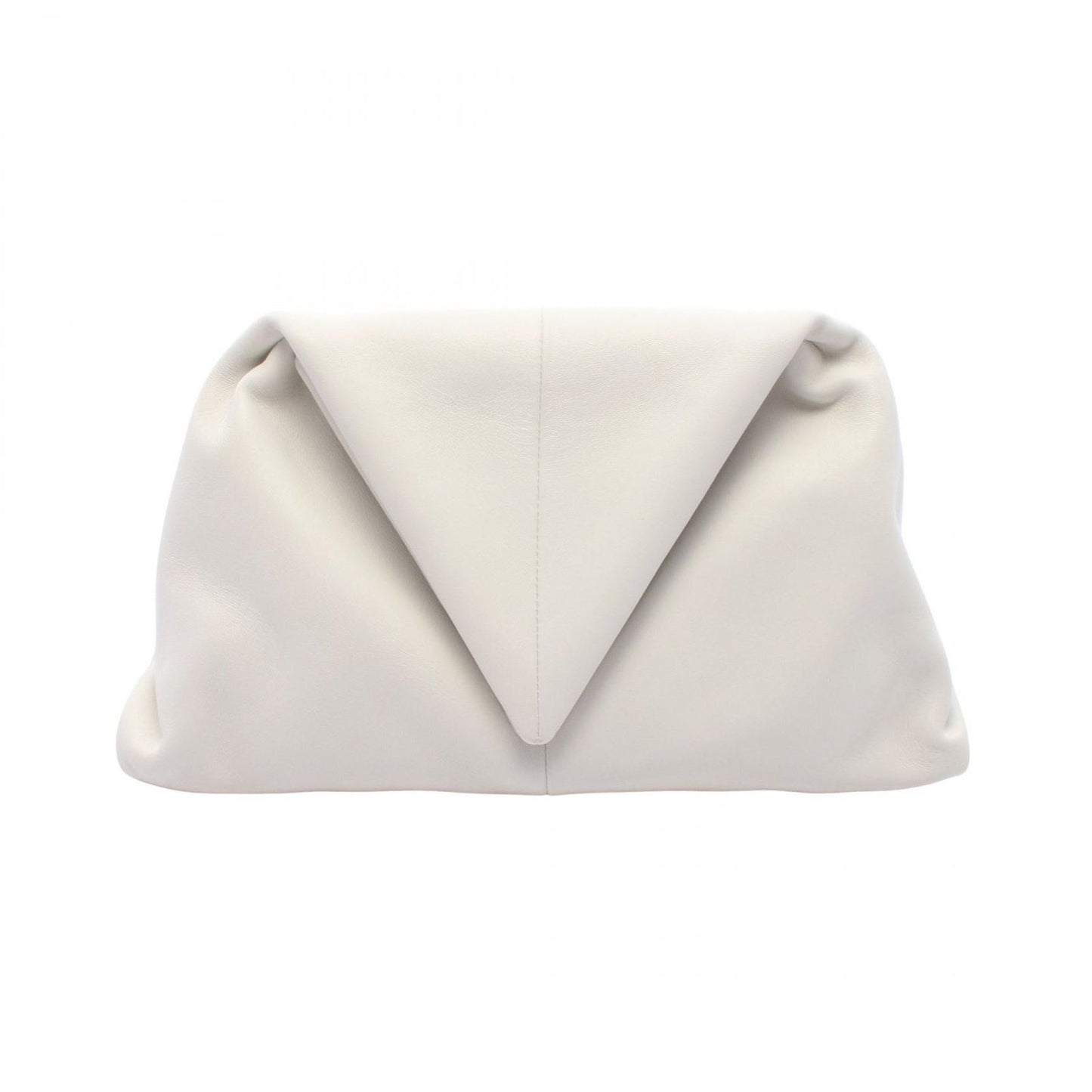 Bottega Veneta Clutch Triangle Flap White Leather