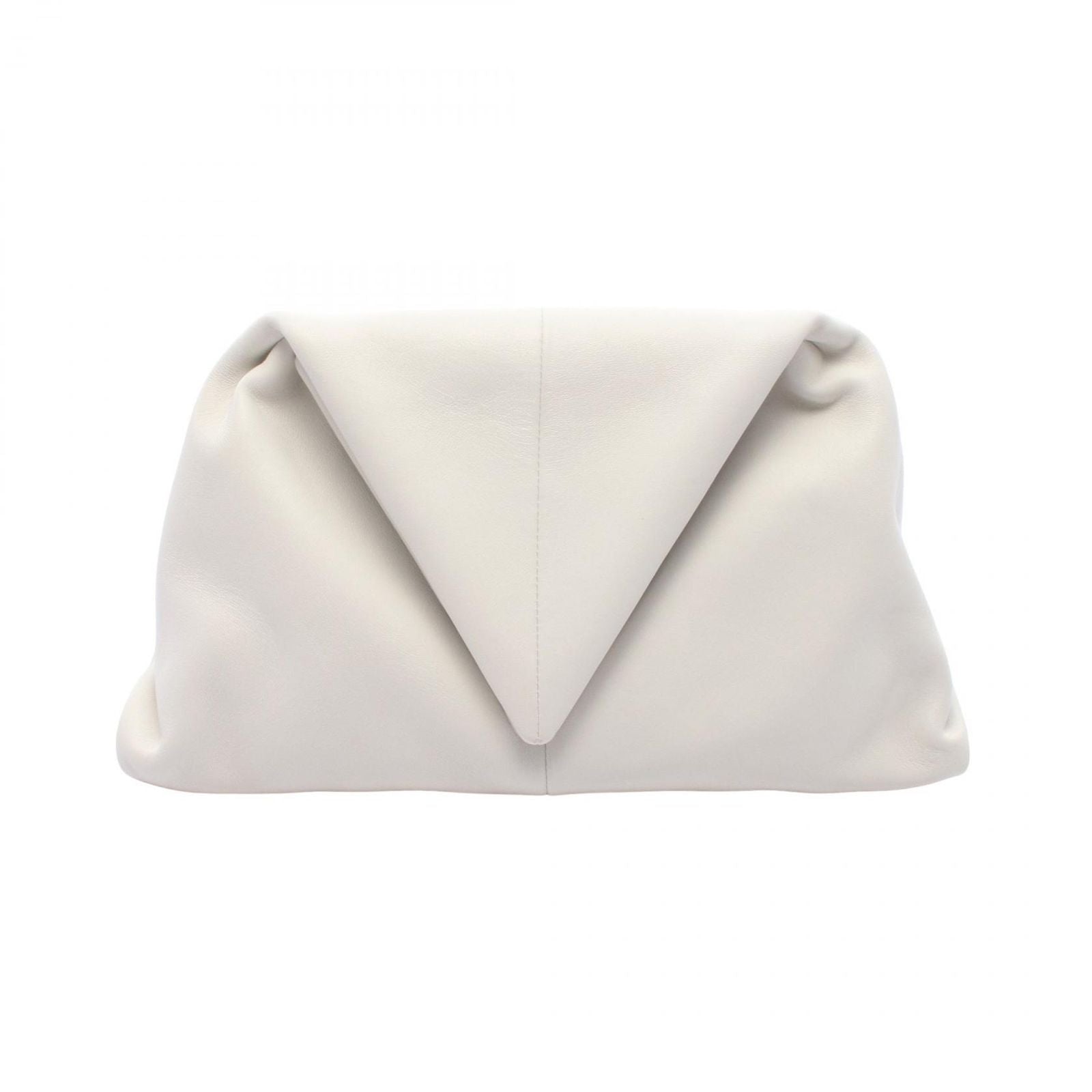 Bottega Veneta Clutch Triangle Flap White Leather