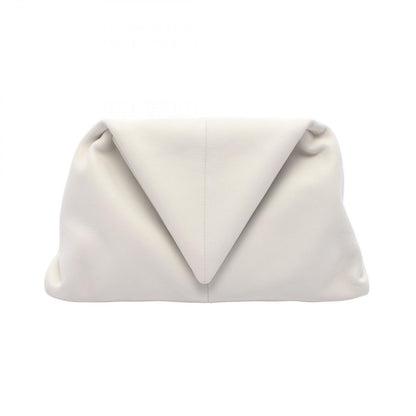 Bottega Veneta Clutch Triangle Flap White Leather