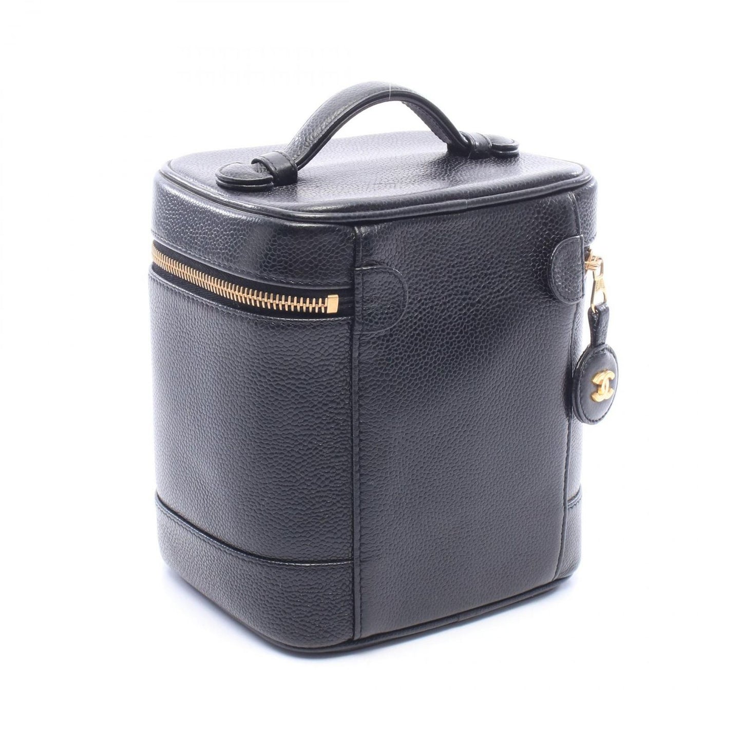 Chanel Handbag CC Logo Black Caviar Leather Vertical Vanity — view 2