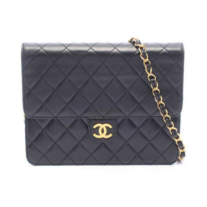 Chanel Shoulder Bag Quilted Single Flap Black Lambskin Push Lock Chain