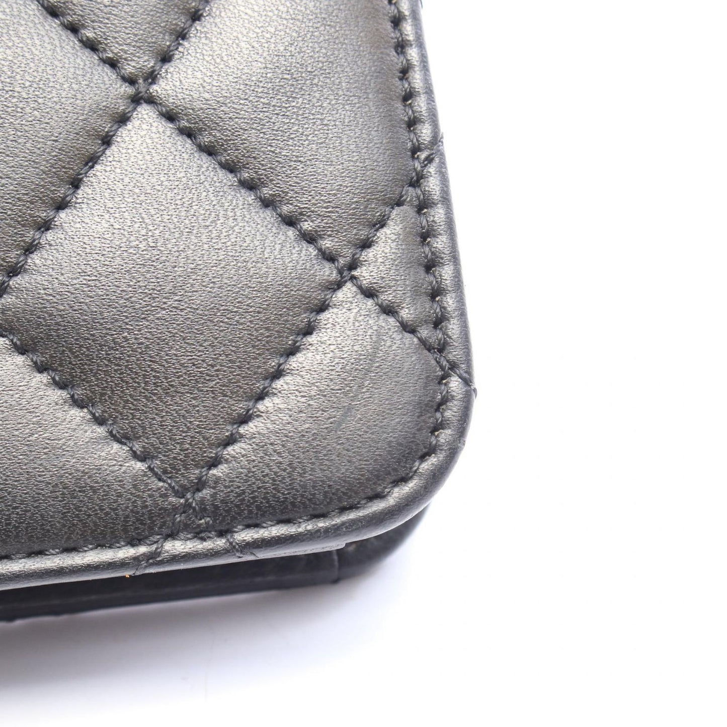 Chanel Shoulder Bag Quilted Single Flap Black Lambskin Push Lock Chain — view 7